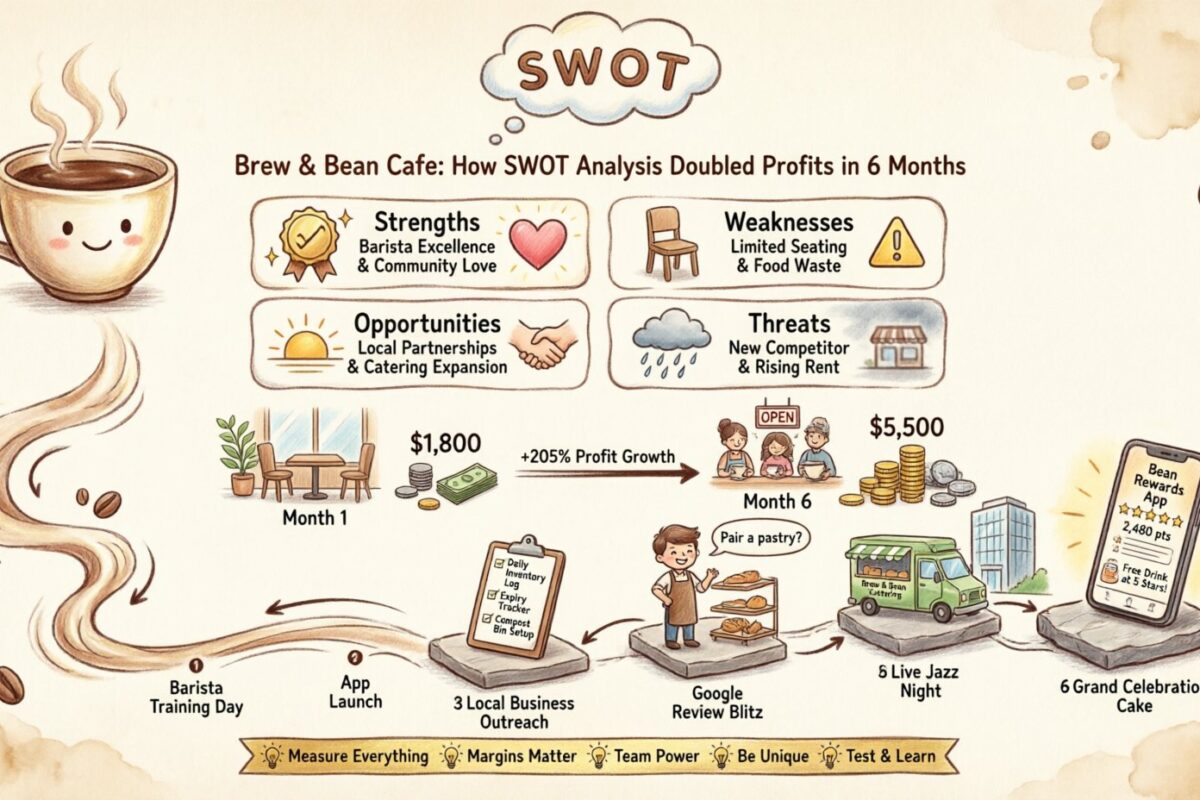 案例研究回顾：一家本地咖啡馆如何运用SWOT分析在6个月内将利润翻倍