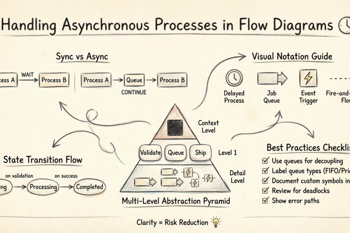 DFD-Leitfaden: Umgang mit asynchronen Prozessen in Flussdiagrammen