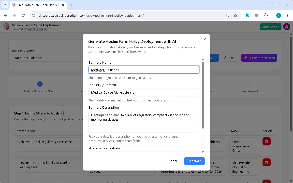 Erstellung einer strategischen Roadmap in Minuten: Ein künstlich-intelligente Hoshin-Kanri-Tool Erstellung einer strategischen Roadmap in Minuten: Ein künstlich-intelligente Hoshin-Kanri-Tool