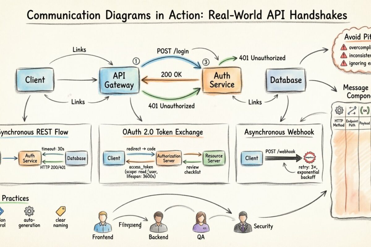 Kommunikationsdiagramme in Aktion: Praxisbeispiele für API-Handshakes Kommunikationsdiagramme in Aktion: Praxisbeispiele für API-Handshakes
