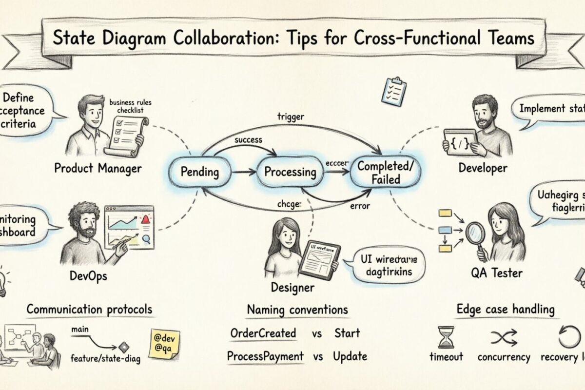 Colaboración de diagramas de estado: Consejos para trabajar con equipos multifuncionales