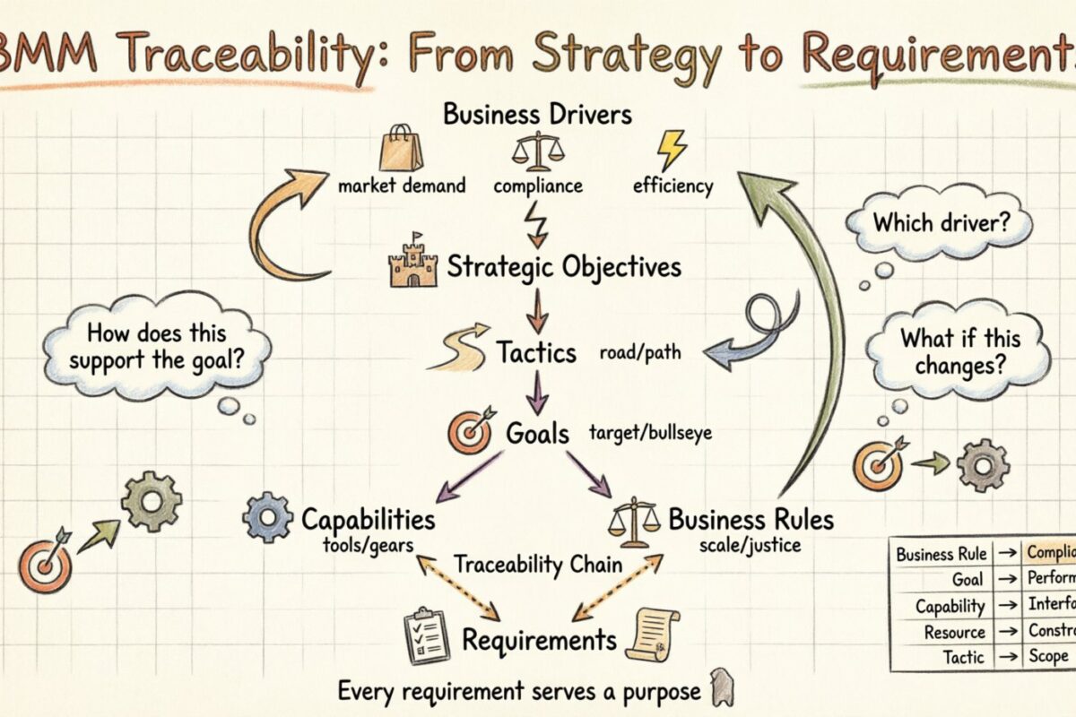 ビジネス動機モデルを用いた目標から要件へのトレーサビリティの構築