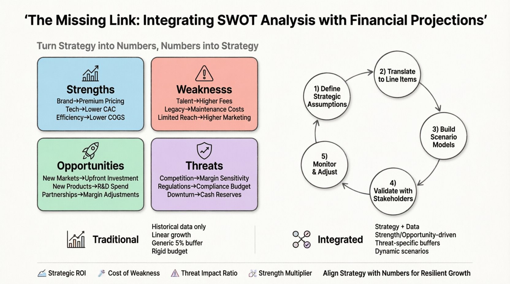 欠けているつながり：SWOT分析を財務予測と統合する