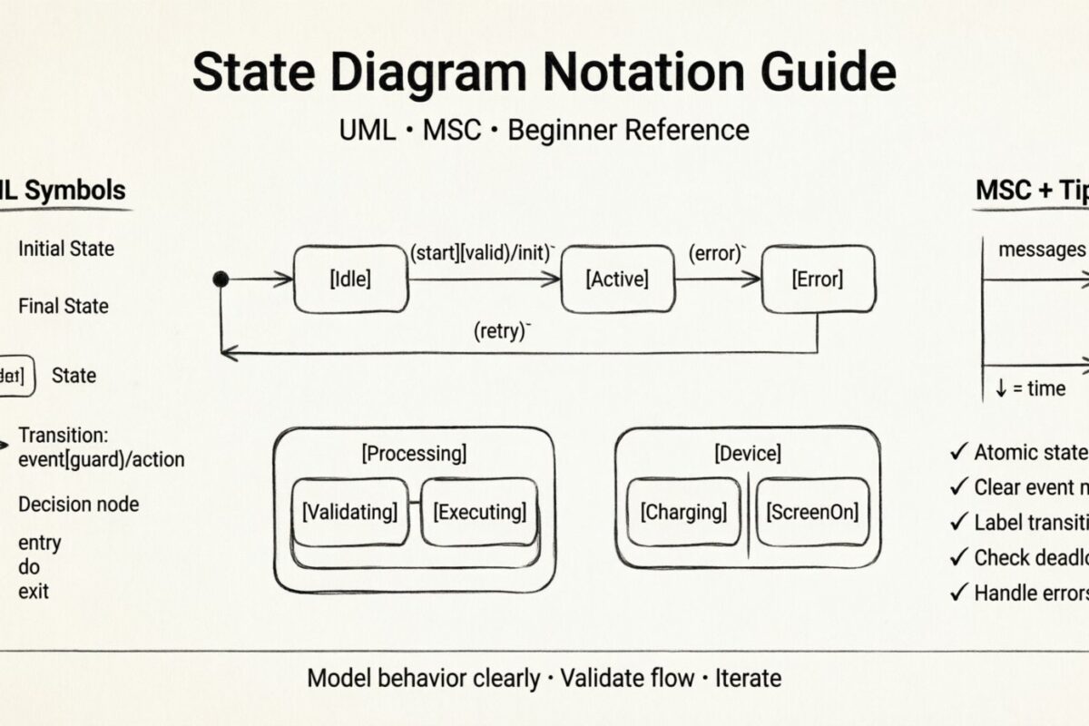 Guia de Notação de Diagrama de Estados: UML, MSC e Além para Iniciantes