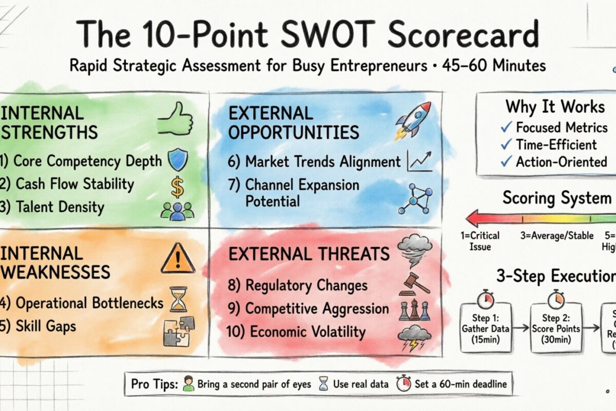 Bảng điểm SWOT 10 điểm: Đánh giá nhanh dành cho các nhà khởi nghiệp bận rộn Bảng điểm SWOT 10 điểm: Đánh giá nhanh dành cho các nhà khởi nghiệp bận rộn