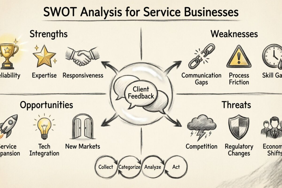 Phân tích SWOT cho các doanh nghiệp dịch vụ: Biến phản hồi khách hàng thành sức mạnh chiến lược Phân tích SWOT cho các doanh nghiệp dịch vụ: Biến phản hồi khách hàng thành sức mạnh chiến lược