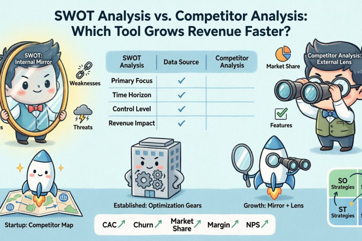Phân tích SWOT so với Phân tích Đối thủ cạnh tranh: Công cụ nào thực sự giúp tăng doanh thu của bạn nhanh hơn? Phân tích SWOT so với Phân tích Đối thủ cạnh tranh: Công cụ nào thực sự giúp tăng doanh thu của bạn nhanh hơn?