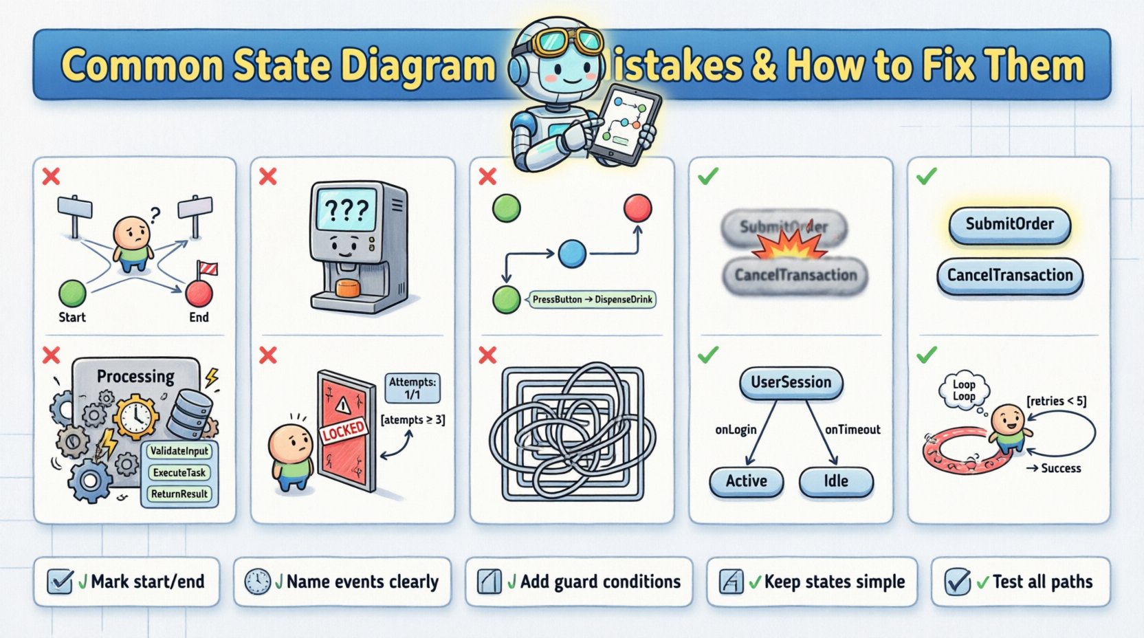 Common State Diagram Mistakes That Confuse Beginners and How to Fix Them Common State Diagram Mistakes That Confuse Beginners and How to Fix Them