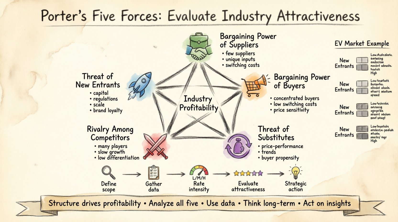 How to Apply Porter’s Five Forces to Evaluate Industry Attractiveness and Profit Potential