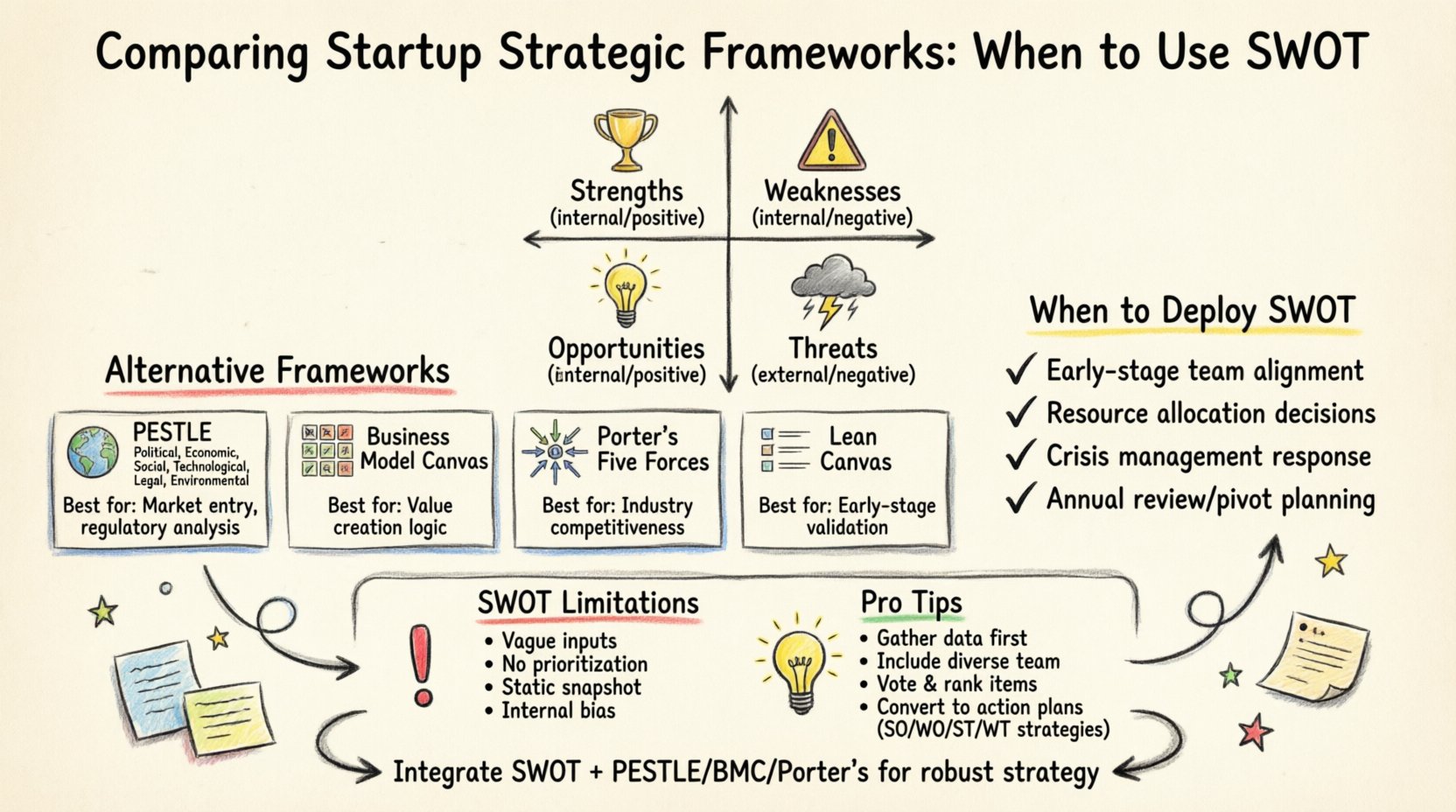 Comparing Startup Models: When to Use SWOT Over Other Strategic Frameworks Comparing Startup Models: When to Use SWOT Over Other Strategic Frameworks