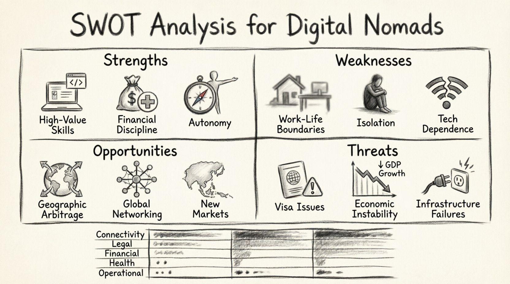 SWOT Analysis for Digital Nomads: Managing Risks While Working Remotely